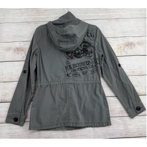 Fox Racing Utility Jacket Women Small Gray Graphic Moto Field Coat